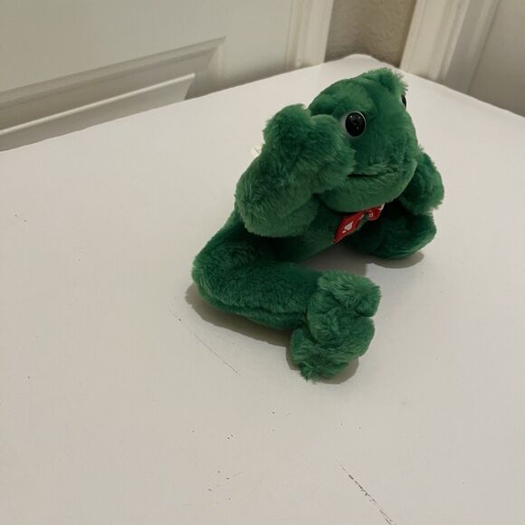Vintage Main Joy Leaping Heart Love Collar Green Frog Plush Stuffed Animal 6" - Picture 4 of 10